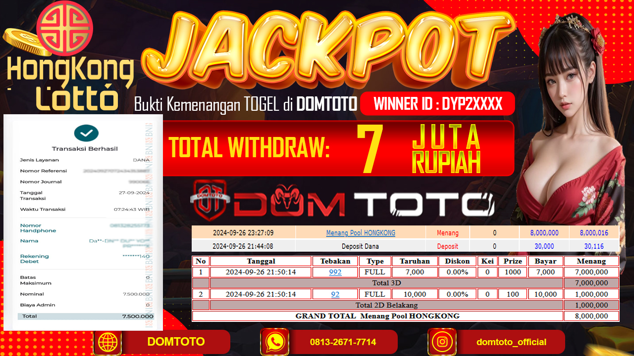 JACKPOT TOGEL HONGKONG LOTTO 26 SEPTEMBER 2024